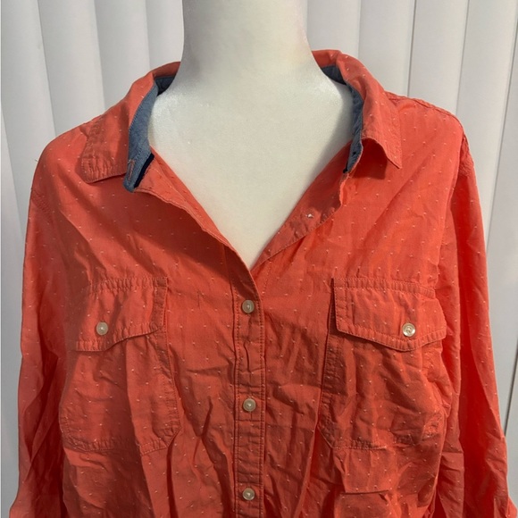 Coral Button-Up Shirt - Picture 1 of 4